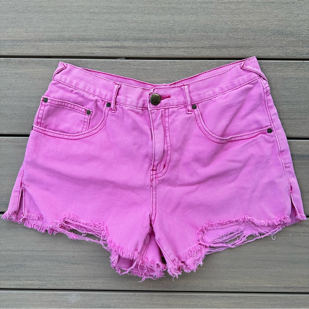 Free People Pink Denim Shorts